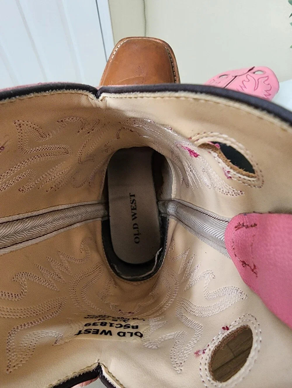 OLD WEST GIRLS Western Leather Cowboy Boots, SIZE 2.5 D
